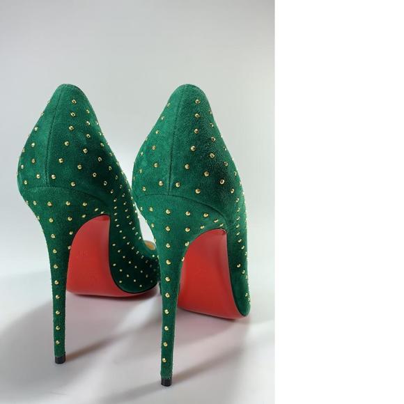 Pigalle Follies Studded Canopee Green 100mm Pumps Heels D801 - Picture 5 of 12